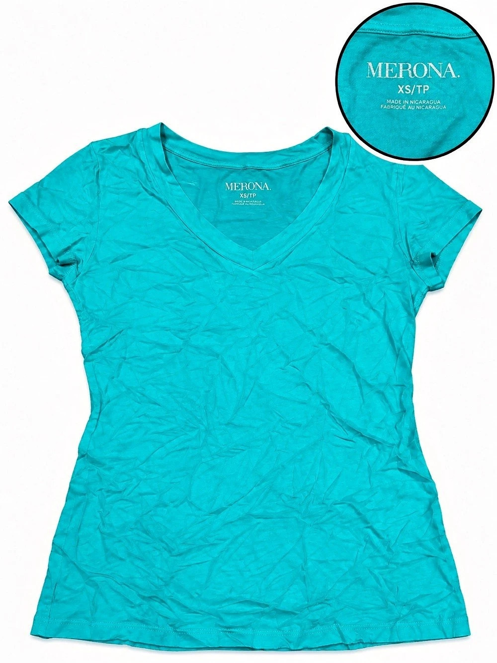 Merona Short Sleeve V-Neck T-Shirt Blue XS